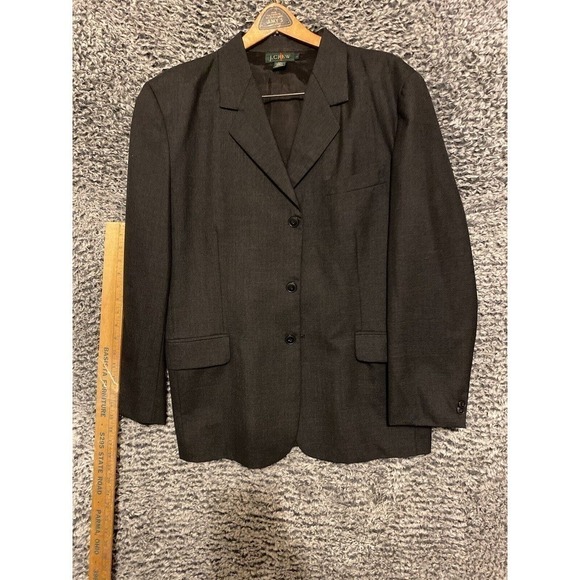 J. Crew 100 Percent wool 3 button blazer coat Dark Gray size Large - Picture 1 of 15